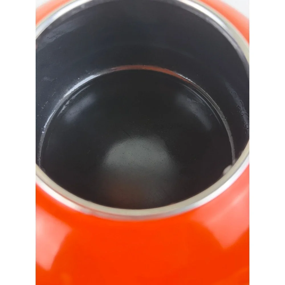 Rachael Ray Orange Enamel Whistling Tea Kettle 1.5 Qt Retro Kitchen